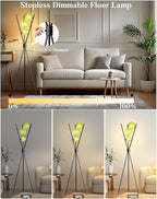 Lightdot 60IN Dimmable Black Tripod Floor Lamp, Mid Century Standing Lamps with 3 Globe Green Glass Lampshade, 3000K Bulbs Included Modern Tall Lamp for Living Room Bedroom