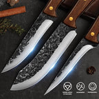 UniqueFire Chef Knife set 3 Pcs, Professional Kitchen Knives set, Sharp Butcher knife sets, Hand-forged High Carbon Steel Meat Cleaver knife, Ergonomic Wood Handle with Gift Box for Home & Restaurant