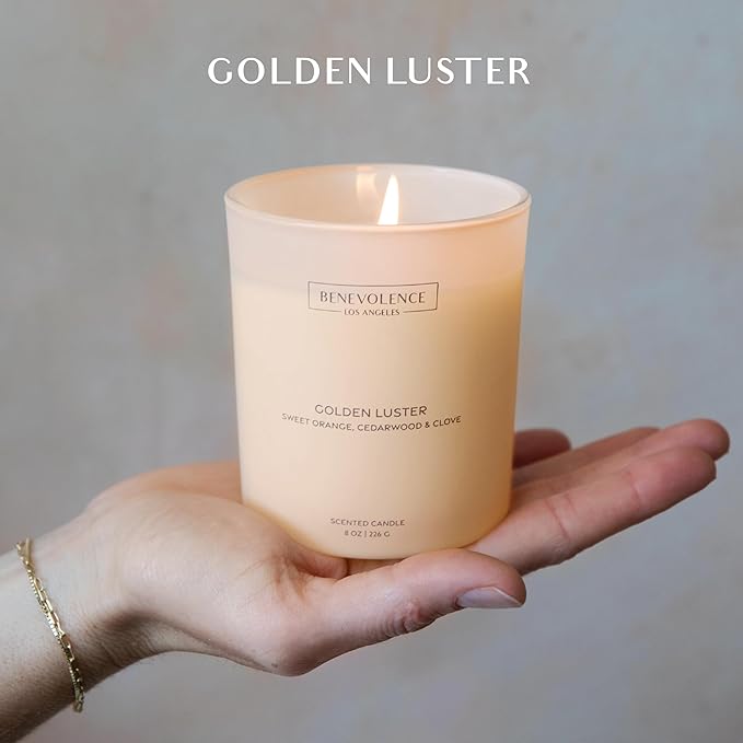 Orange, Cedarwood & Clove – Benevolence LA Fall Scented Candle for Home | 8oz, 45-Hour Burn | Natural Soy Wax, Cotton Wick | Warm Autumn Fragrance | Malibu Sands Collection – Gift for Women & Men