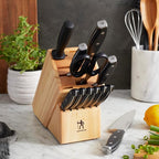 HENCKELS Forged Premio 13-Pc Knife Block set, Chef Knife, Paring Knife, Utility Knife, Light Brown, Stainless Steel