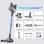 Zefiro Cordless Vacuum Cleaner for Home,450W /40Kpa 50Mins Stick Vacuum(No self-Standing), Anti-Tangle 1.5L Dust Cup, Rechargeable Wireless Handheld Vacuum for Pet Hair/Carpet/Floor,C10