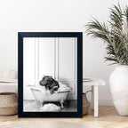Black and White Bathroom Decor Funny Hippo in Bathtub Wall Art Framed Humor Bathroom Signs Cute Animal Canvas Print Painting Artwork