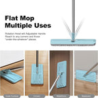 JOYMOOP Flat Mop, Microfiber Mops for Floor Cleaning and Wall Cleaner, 50" Mop with 13" Flat Head with a Microfiber Mop Pad - Pale Aqua
