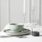 Stone Lain Mirella 16-Piece Dinnerware Set Stoneware, Borosilicate Glass, Light Green