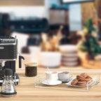 Acrylic Serving Tray with Handles-16x12x2.36Inch-Decorative Tray Letter Tray Organizer for Ottoman Coffee Table Countertop, Clear