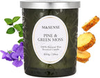 M&SENSE Pine & Moss Scented Candles, Natural Soy Wax 18oz 100 Hours Long Lasting Slow Burn, Cracking Wooden Wick Aromatherapy Candle for Women, Winter Holiday Christmas Gifts