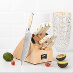 NANFANG BROTHERS Damascus Knife Sets, 10 Pieces for Kitchen with Block, Kitchen Knife Set with Block, ABS Ergonomic Handle for Chef Knife Set and Kitchen Shear