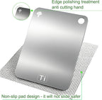 100% Pure Titanium Cutting Board– Double-Sided Metal titanium Cutting Boards for Kitchen, Food-Grade Certified, Dishwasher Safe – Small Titanium Cutting Board 11.4"x7.9" – Gift-Ready