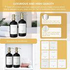 Glass Soap Dispenser for Kitchen Sink,Farmhouse Kitchen Dish Soap Dispenser&Hand Soap Dispenser Set,Rustproof Pump Soap Dispenser Bathroom with Tray,Waterproof Label for Kitchen Decor(Black