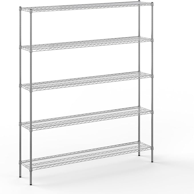 14" Deep x 72" Wide x 86" Height Wire Shelving Kit | 5-Tier | NSF Commercial Storage Rack Unit