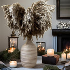 ALMA 9 Inch White Boho Vase for Modern Farmhouse|Ceramic Pampas Grass Vases|Decorative Rustic Vase for Home Decor, Modern Farmhouse, Coffee Table, Shelf, Mantel Decor