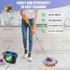 4 Pack Spin Mop Replacement Heads Compatible for O Ceda RinseClean 2 Tank System, Microfiber Mop Refills,Deep Cleaning, with 4.33in Core Base and Handles