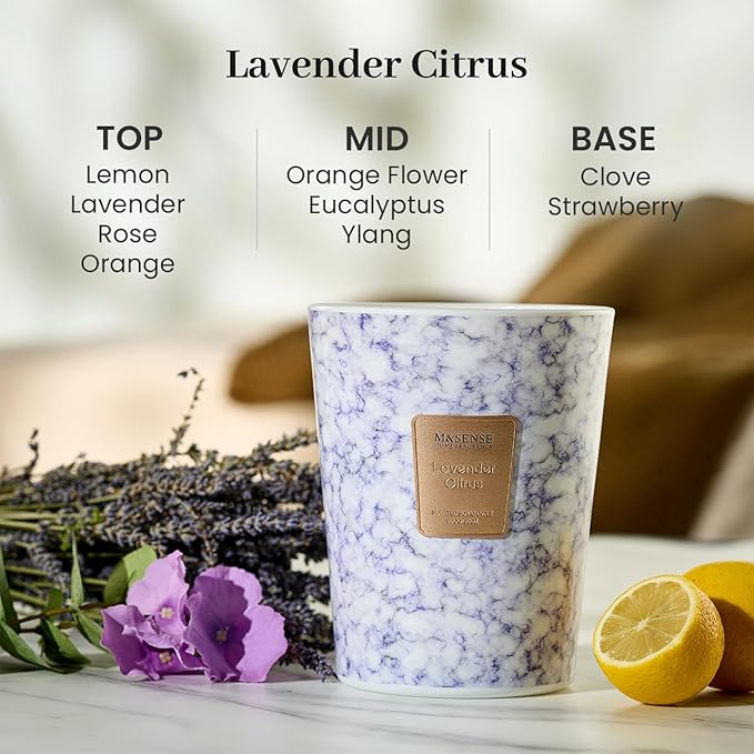 M&SENSE LavenderCitrus Scented Candles for Home, 3-Wick Highly Scented Jar Candles, Extra Large Candle 35 Oz 150 Hours Long Lasting Burning, Relaxing Aromatherapy Candle for Stress Relief, Meditation