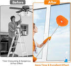 Ceiling Fan Cleaner Duster Reusable Microfiber Ceiling Fan Blade Cleaner Removable Duster with Extension Pole Adjusts 13 to 49.7 Inch for Cleaning Walls Bookshelves Furniture Door Window Top (Orange)