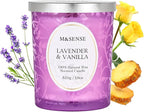 M&SENSE Lavender Vanilla Scented Candle, Cracking Wooden Wick Soy Wax, 18oz 100 Hours Long Lasting Clean Burn, Large Jar Candles for Home Decor, Non-Toxic Relaxing Aromatherapy Gifts for Women