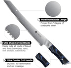 FINTISO Bread Knife 10 Inch, Serrated Bread Cutter with Razor Sharp Japanese High Carbon Stainless Steel Blade & G10 Ergonomic Handle, Wavy Edge Knife for Bread, Cake & Pastries, Ideal Baking Gift