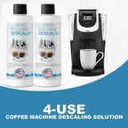 Descaling Solution for Coffee & Espresso Machines - 2 Bottle Pack (4 Uses) - Universally Compatible Descaler Cleaner for Keurig, Breville, Nespresso, Delonghi & All Single Use or Drip Machines