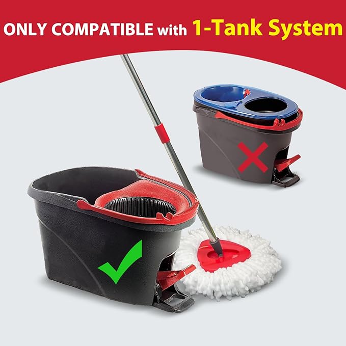 Spin Mop Replacement Set for O-Ceda EasyWring 1-Tank System, Includes 2 Mop Head Replacement, 1 Mop Handle (30-58in Adjustable 4-Section Pole), 1 Spin Mop Base