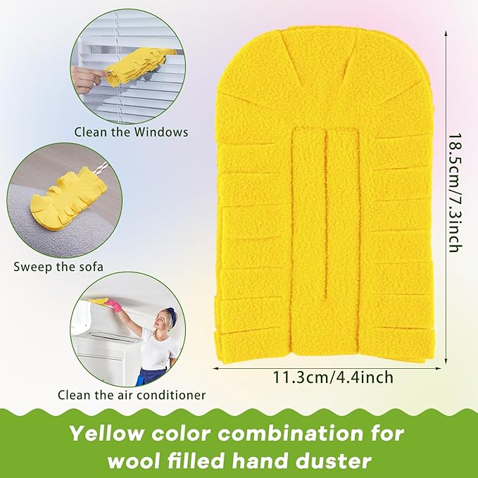 Zubebe 6 Pcs Duster Refill Reusable Fleece Duster Refills Feather Flat Dusters Multi Surface Washable Cleaning Pads Tools for Home, Blinds, Car, Pet, Furniture, Fans (Yellow)