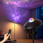 LED Floor Lamp with RGB Star Projector & Remote, Stepless 3000-6000K Color Changing Standing Lamp, Dimmable Black Corner Lamp, 15W Modern 69" Tall Light for Bedroom, Kids Room, Living Room