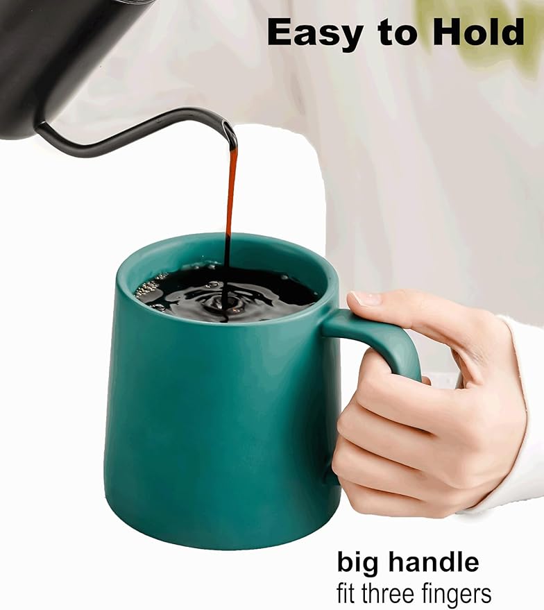 T-WARE 16 Oz Coffee Mugs, Matte White Speckled Mug Set of 4, Ceramic Mugs Coffee, Solid Color Coffee Cups Ceramic