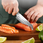 7 inch Santoku Knife, Professional Japanese VG10 Steel Damascus Knife-G10 Handle for cutting Meat,Fish,Fruit, Vegetable