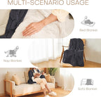 Electric Heated Blanket Full Size 72"x84" - Flannel & Sherpa Fabric Dual-Sided, 6 Heat Settings & 1-10 Hours Auto Off, Soft & Cozy Warming Throw for Home, Office, or Bed, Machine Washable, Iron Gray