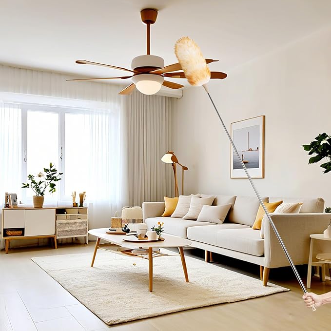 Extendable Cleaning Duster,Extra-Long Telescoping Feather Dusters with Stainless Steel Extension Pole Up to 100" for Cleaning High Ceiling Fan, High Ceilings,Furniture