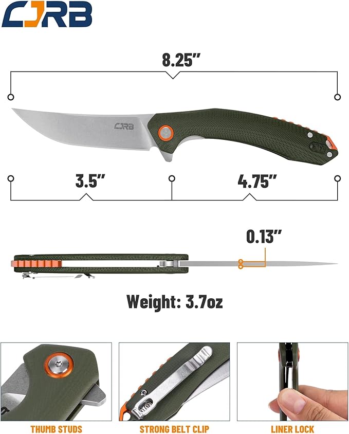 CJRB CUTLERY Folding Knife Gobi (J1906) AR-RPM9 Steel G10 Handle EDC Knife Pocket Knife for Men Green Handle