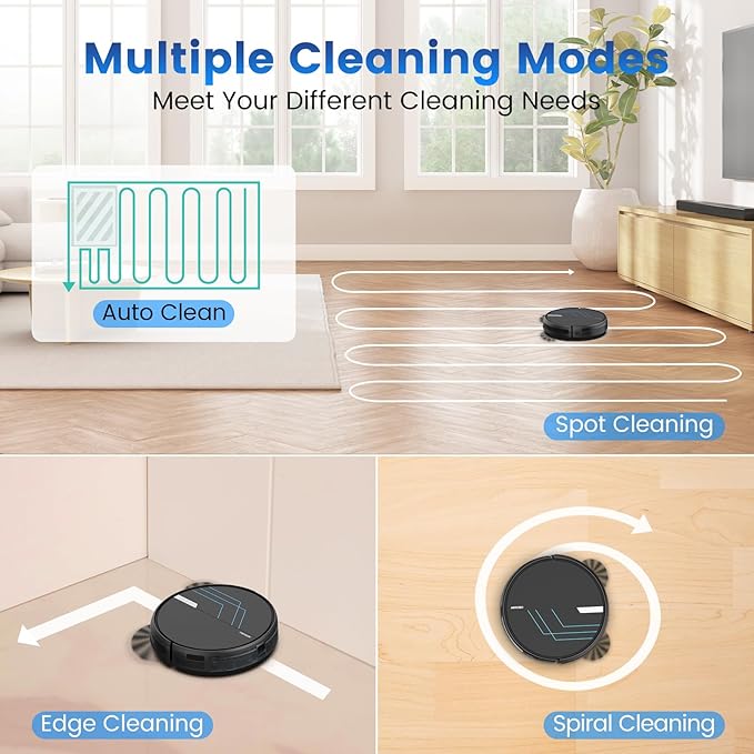 AIRROBO Robot Vacuum and Mop, 3000Pa Strong Suction Power Vacuum Mop Robot, Wi-Fi/App/Alexa, Self-Charging Robotic Vacuum for Hard Floor, Pet Hair and Low-Piled Carpet, Slim Design, Quiet,P30