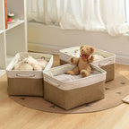 Rectangular Fabric Storage Baskets for Organizing, Shelves, Decorative & Gift (White & Peru)