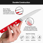 Misen Steak Knives Set of 4 - Precision Serrated Blades for Effortless Dining - German Stainless Steel - Superior Cuts with Four Steak Knives - Comfortable, Sleek Handles - Red