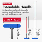 Tyroler 2-in-1 High Window Cleaner Tool with 4.5 to 7.5 ft Extendable Handle | Made of 100% Natural Rubber for Superior Durability and Protection | Better Reach Window Squeegee for Window Cleaning