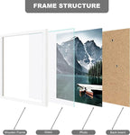 10x14 Picture Frame Set of 3 - Made of Real Glass and White Wooden Frame, 30 x40 Diamond Frame for Wall or Tabletop Display