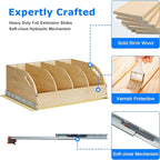 WelFurGeer Birchwood Pot and Pan Organizer with Soft-Close Drawer, Pull Out Cabinet Organizer, Heavy-Duty Slide-Out Storage for Baking Sheets, Cutting Boards, and Kitchen Utensils