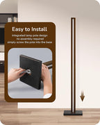 EDISHINE Wooden LED Corner Floor Lamp, Modern Standing Light with Remote, Minimalist Dimmable Floor Lamps for Living Room, Bedroom, Office, 7 Color Temperature 2700~6000K, 48.43"