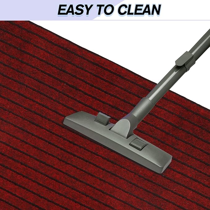 Custom Size Backed Non-Slip Area Rugs Runner, Easy Clean, Waterproof Runner Rugs for Hallway Entryway, Kitchen, Laundry, 3FT x 43FT, Red Stripe