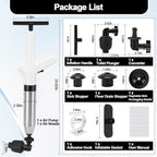 Toilet Plunger Drain Clog Remover, High Pressure Air Drain Remover Tool with Real-Time Barometer, Stainless Steel Clog Toilet Cleaner for Bathroom Kitchen Commercial Floor Sink(White)