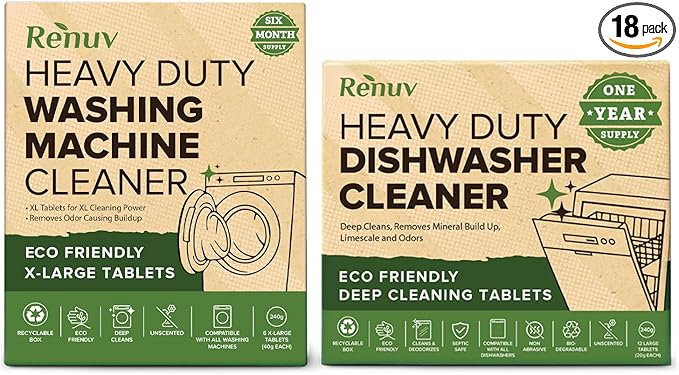 Washing Machine Cleaner + Dishwasher Cleaner Bundle - Heavy Duty Appliance Deep Cleaning, Descaling and Deodorizing