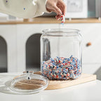101oz Plastic Food Storage Jar with Airtight Seal Lid, Square Kitchen Counter Container for Cookies, Candy, Pasta, Dry Goods for Pantry Organization，3L