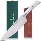 8 Inch Chef Knife, German Steel Razor Sharp Blade, Balanced for Precision Cutting, Kitchen Knife with Gifted Wooden Sheath, BBQ Essentials (SAMJNA)