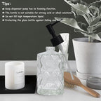 Crystal Clear Glass Soap Dispenser with Black Pump, 2 Pack 12oz Diamond Hand Dispenser, Refillable Lotion Dispenser & Dish Soap Dispenser, Bathroom Soap Dispenser for Liquid, Shower Gel