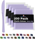 Party Solids Lavender Plastic Knives 200 Pieces Disposable Utensils Heavy Duty Cutlery Set Flatware Silverware for Party Supplies & Tableware