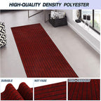 Custom Size Backed Non-Slip Area Rugs Runner, Easy Clean, Waterproof Runner Rugs for Hallway Entryway, Kitchen, Laundry, 3FT x 16FT, Red Stripe