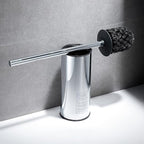 Freestanding Toilet Brush Holder for bathrooms 304 Stainless Steel Toilet Brush Stand Round Storage and Organization Rust Resistant 18-inch high Polished Chrome Finished