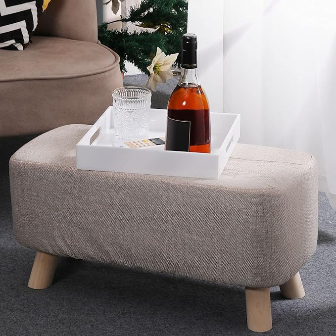 White Acrylic Large Ottoman Tray with Handles 18"x18"x2" Spill Proof Serving Tray Rubber Boot Organizer Tray Decorative for Living Room Bedroom Kitchen Entryway Coffee Table Countertop