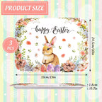 3Pcs Easter Serving Trays 13 x 10 Inch Watercolor Bunny Egg Flower Platter Vintage Spring Rabbit Serving Dishes for Serving Food Snacks Cookies Dessert Party Supplies