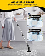 Electric Spin Scrubber for Cleaning Bathroom, Shower Scrubber Cordless Cleaning Brush with IPX7 Waterproof & 2 Speed, 3 Brush Heads, Bathroom Cleaning Supplies for Toilet Shower Tub Black