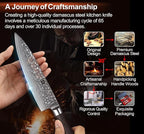 XINZUO Kitchen Cutting Knife Set of 5 Piece,67 Layers Hammered Damascus Blade,Razor Sharp Japanese-Style Chef Knife Set with Pakkawood Handle,Gift Box