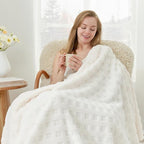 Cozy Bliss Soft King Size Waffle Blanket - Lightweight Cozy Blankets Gift for Women,Cute Checkered Throws Blanket for Bed, Couch and Sofa,Ivory,108x90 Inches